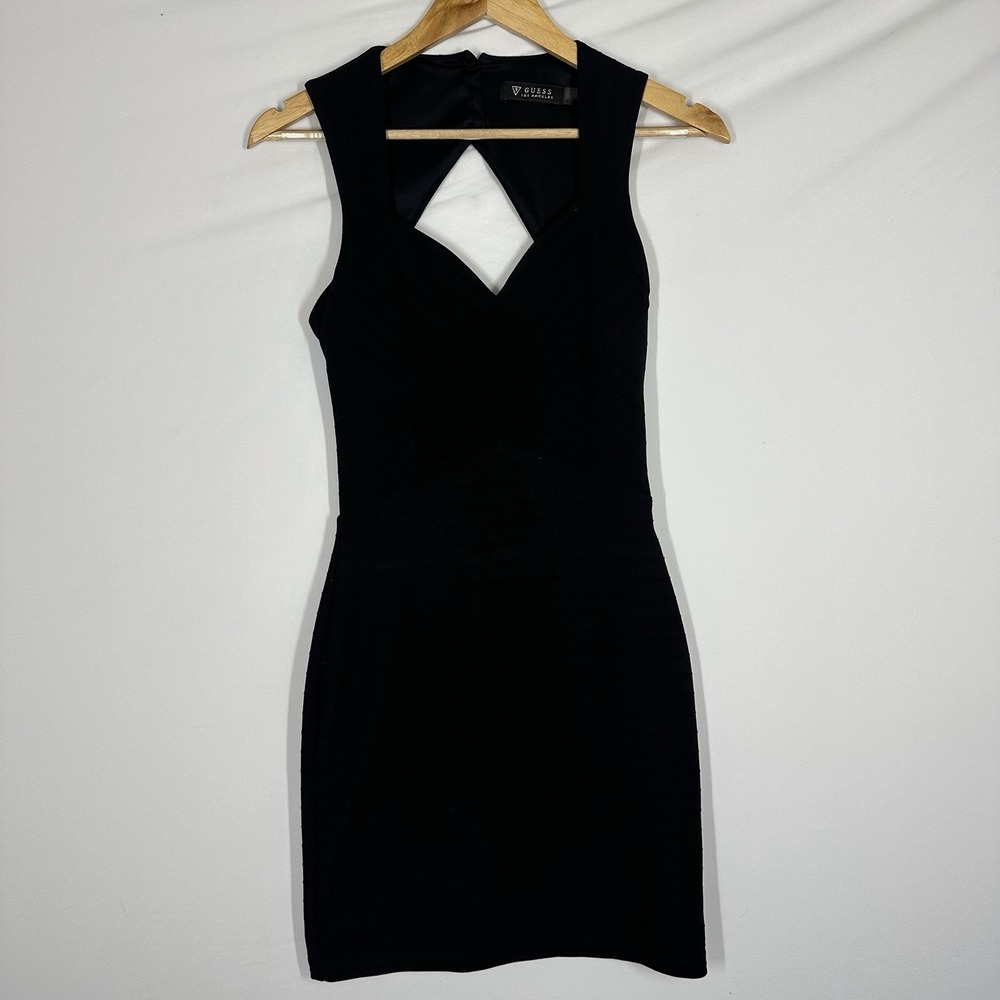 sleeveless black knit bodycon mini dress bandage cutout dress size 2 Party Club